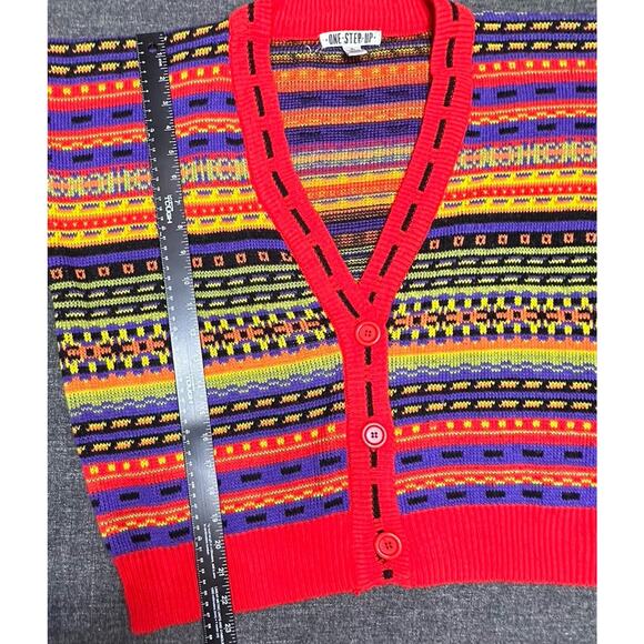 Vtg 80s 90s One Step Up Dopamine Cardigan Oversized Knit Sweater Sz S Unisex EUC - Picture 12 of 15